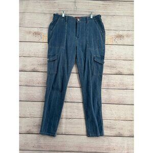 Dickies Hickory‎ Stripe Cargo Jeans Juniors Size 15/32 Blue Medium Wash Denim